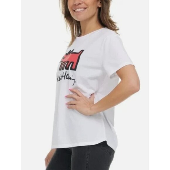 NEW Keith Haring Women's XL Graphic T-Shirt White & Red - Picture 3 of 9